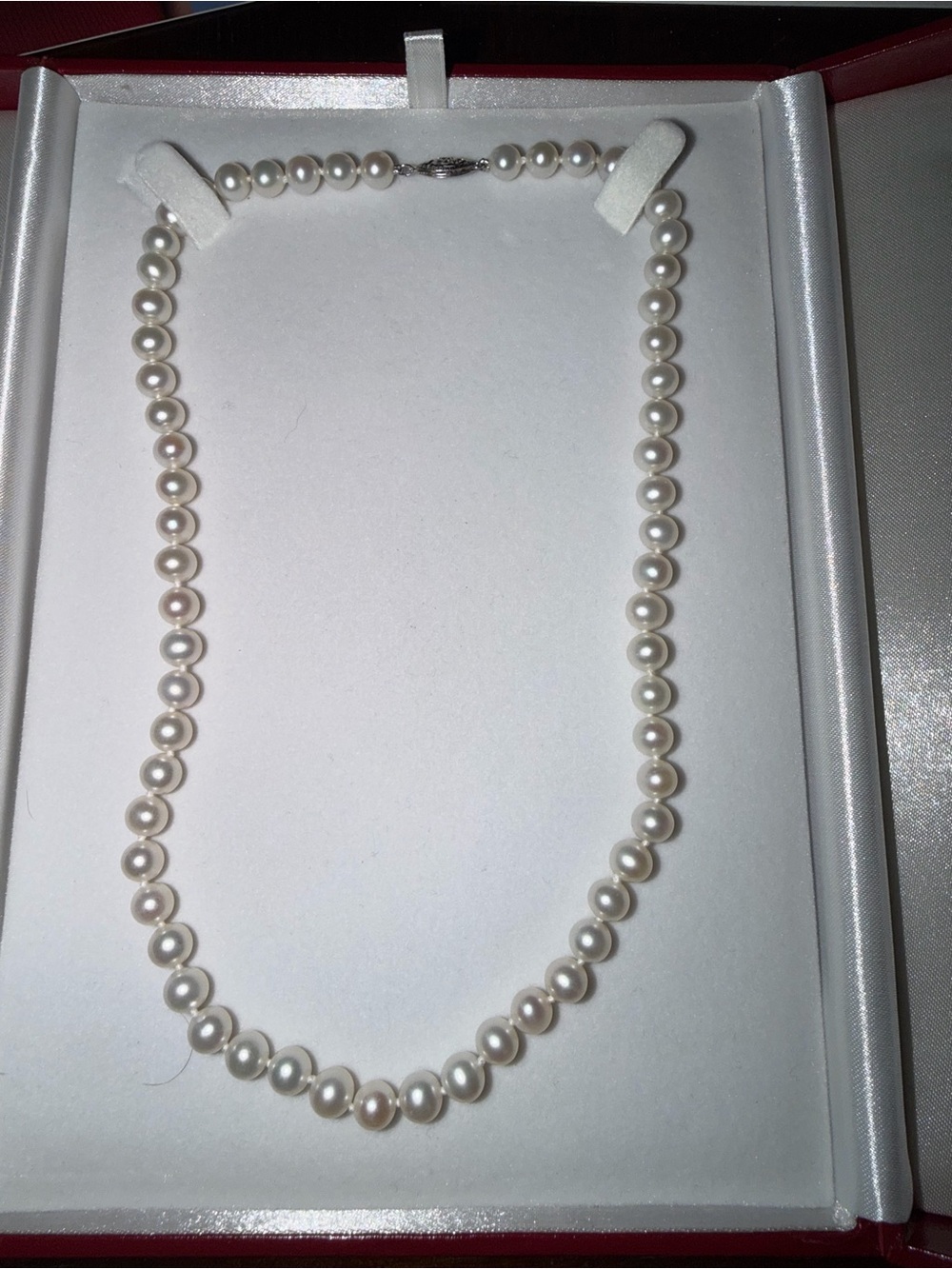 Lustrous White Pearl Strand Necklace - Classic Women's Jewelry